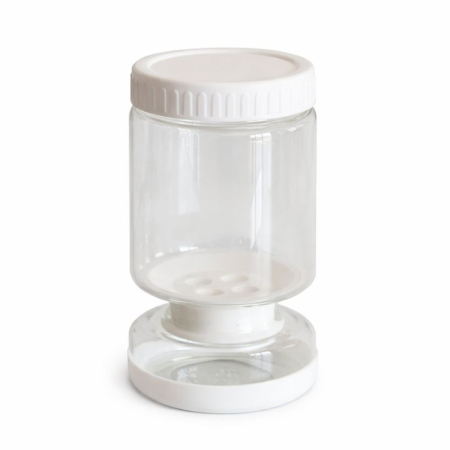 Diverse casa - Borcan de Muraturi, Flippy, Borcan cu Separator Divizat de 34oz pentru Lichide, Ermetic, Termorezistent, Tip Clepsidra, 800 ml, 21 x 11 x 11 cm, Alb