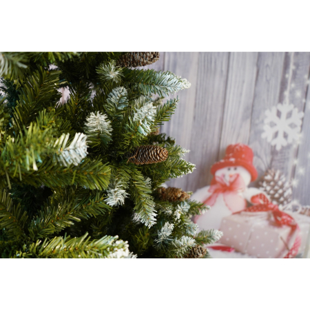 Brad Artificial bogat de Craciun, Flippy, 2.10 m inaltime, Verde, Pulverizat alb-tip zapada, Interior/ Exterior, 1266 ramuri [4]