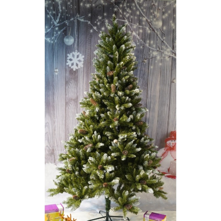 Brad Artificial bogat de Craciun, Flippy, 2.10 m inaltime, Verde, Pulverizat alb-tip zapada, Interior/ Exterior, 1266 ramuri [2]