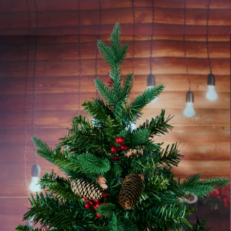 Brad Artificial bogat de Craciun Premium, Flippy, 2.10 m inaltime, suport metalic inclus, Verde, Decorat, Interior/ Exterior, 1172 ramuri [2]