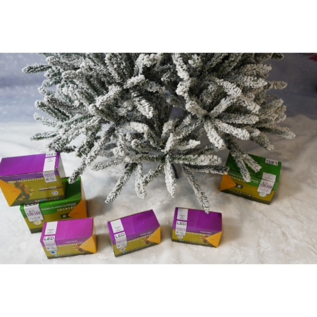 Brad Artificial de Craciun, Flippy, 1.8 m inaltime, Verde, Pulverizat alb-tip zapada, Diametru inferior 110 cm, Interior/ Exterior  [18]