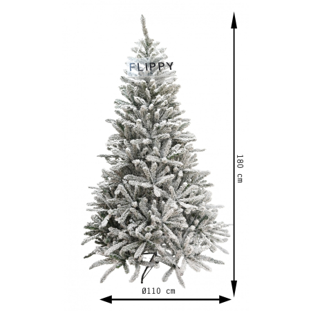Brad Artificial de Craciun, Flippy, 1.8 m inaltime, Verde, Pulverizat alb-tip zapada, Diametru inferior 110 cm, Interior/ Exterior  [5]