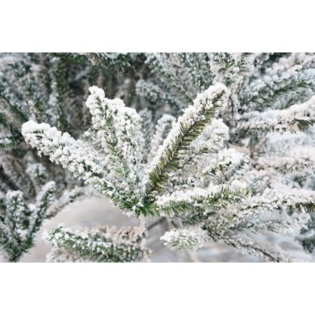 Brad Artificial de Craciun, Flippy, 2.10 m inaltime, Verde, Pulverizat alb-tip zapada, Diametru inferior 130 cm, Interior/ Exterior [12]