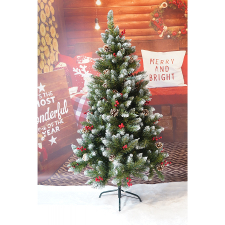 Brad Artificial de Craciun, Flippy, Sectionat pentru Perete/ Colt, 1.50 m inaltime, Verde, Decorat, Diametru Inferior 83 cm, Interior/ Exterior [6]