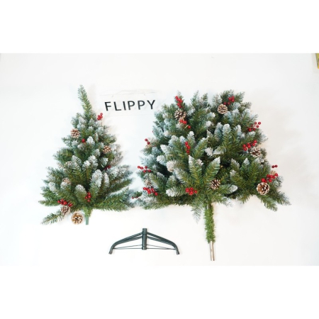 Brad Artificial de Craciun, Flippy, Sectionat pentru Perete/ Colt, 1.50 m inaltime, Verde, Decorat, Diametru Inferior 83 cm, Interior/ Exterior [13]