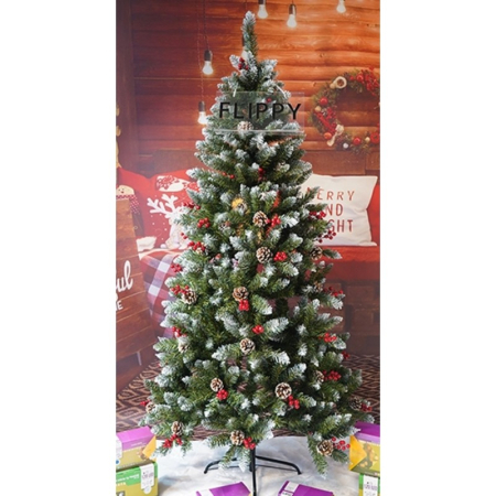 Brad Artificial de Craciun, Flippy, Sectionat pentru Perete/ Colt, 1.80 m inaltime, Verde, Decorat, Diametru Inferior 95 cm, Interior/ Exterior [10]