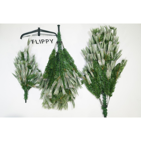 Brad artificial de Craciun tip pin, pentru interior/exterior, inaltime 210 cm, diametru 125 cm, 980 ramuri, Flippy, verde, suport metalic inclus [1]