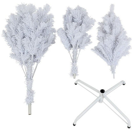 Brad de Craciun artificial cu suport inclus Flippy, 120 cm, 240 ramuri/varfuri, material plastic, suport clasic, fara iluminare, utilizat pentru interior/exterior, alb [9]