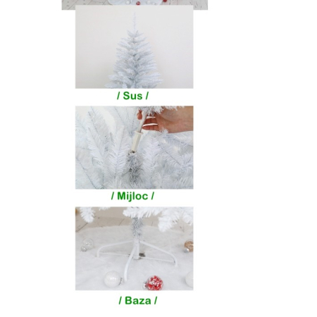 Brad de Craciun artificial cu suport inclus Flippy, 180 cm, 600 ramuri/varfuri, material plastic, suport clasic, fara iluminare, utilizat pentru interior/exterior, alb [9]