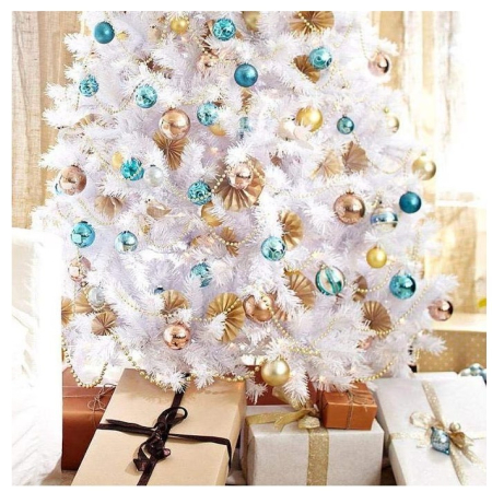 Brad de Craciun artificial cu suport inclus Flippy, 180 cm, 600 ramuri/varfuri, material plastic, suport clasic, fara iluminare, utilizat pentru interior/exterior, alb [6]