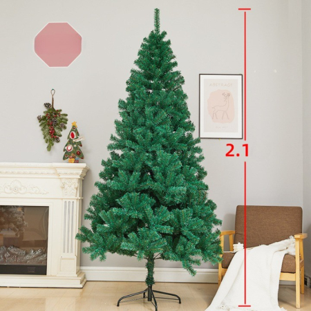 Brad de Craciun artificial cu suport inclus Flippy, 210 cm, 800 ramuri/varfuri, material plastic, suport clasic, fara iluminare, utilizat pentru interior/exterior, verde [1]