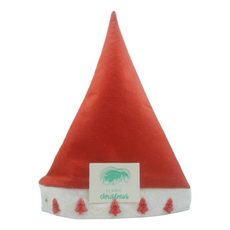Craciun - Caciulita de Mos Craciun,Flippy, cu braduti ,led si muzica, rosie, marime universala, poliester