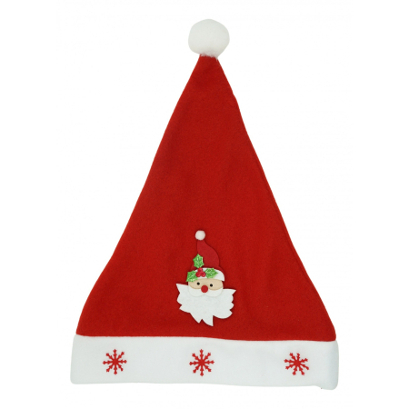 Craciun - Caciulita de Mos Craciun, Flippy,cu model de Mos Craciun si ornament fulg de nea, rosie, marime universala, material textil