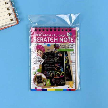 Caiet cu fise razuibile Flippy, DIY Magic Scratch, 12 File, Curcubeu, Creion din Lemn, Cartonase negre, 14.5 x 10 cm, roz [1]