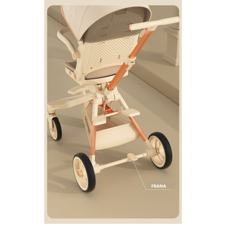 Carucior Sport Flippy 3in1, 6-36 Luni, Pliabil, Tavita pentru Masa, Pat de Dormit, Centura de Siguranta, Roti 360 Grade, Reversibil, Parasolar, Maner Reglabil, 64 x 35 x 100 cm, Panda, Crem [4]