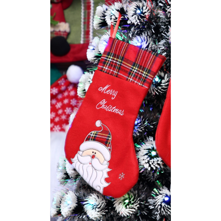 Ciorap Cadouri, culoare rosie, imprimeu Mos Craciun ,marimea 15x30 cm, Flippy [3]