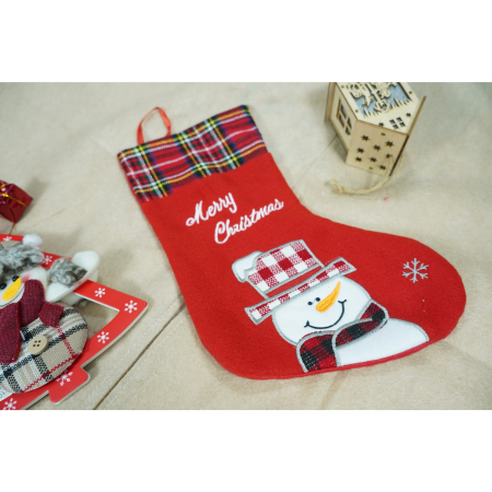 Ciorap Cadouri, culoare rosie, imprimeu om de zapada,marimea 15x30 cm, Flippy [1]