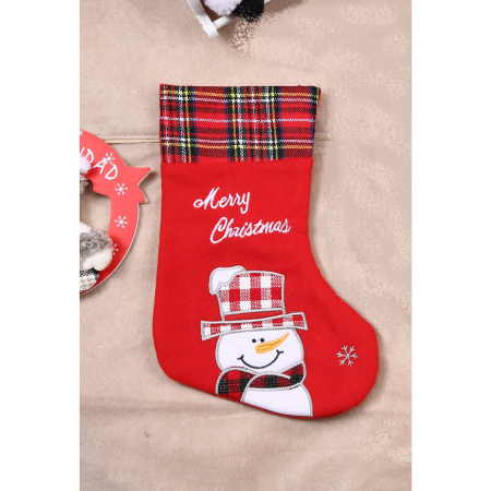 Ciorap Cadouri, culoare rosie, imprimeu om de zapada,marimea 15x30 cm, Flippy [2]