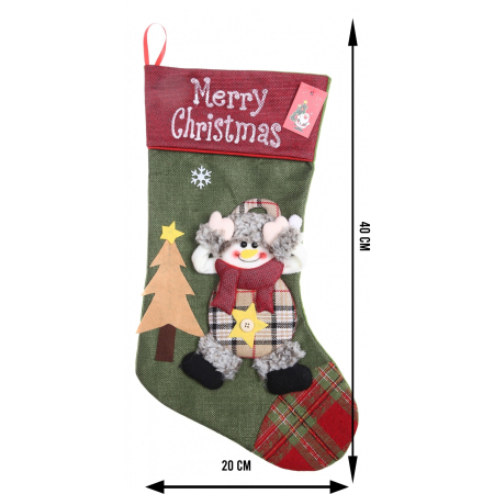 Ciorap Cadouri,Flippy,cu model elf,verde, marimea 20x40 cm, textil, interior [3]