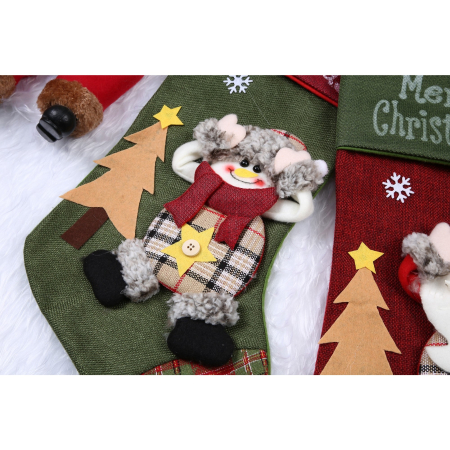 Decoratiuni Craciun - Ciorap Cadouri,Flippy,cu model elf,verde, marimea 20x40 cm, textil, interior