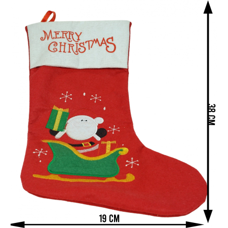 Ciorap Cadouri,Flippy,cu model Mos Craciun, rosu, marimea 19x38 cm, textil, interior [3]