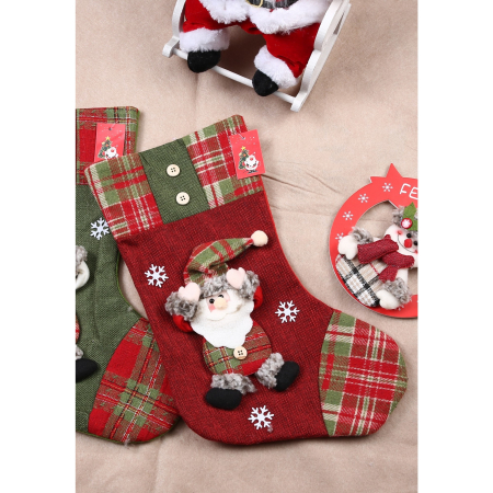 Ciorap Cadouri,Flippy,cu model Mos Craciun,rosu, marimea 20x30 cm, textil, interior [1]