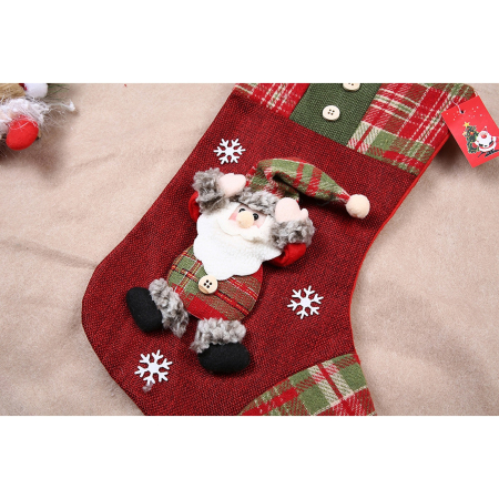 Decoratiuni Craciun - Ciorap Cadouri,Flippy,cu model Mos Craciun,rosu, marimea 20x30 cm, textil, interior