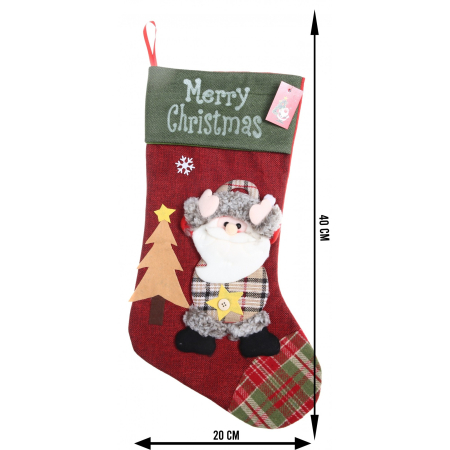 Ciorap Cadouri,Flippy, cu model Mos Craciun, rosu, marimea 20x40 cm, textil, interior [4]