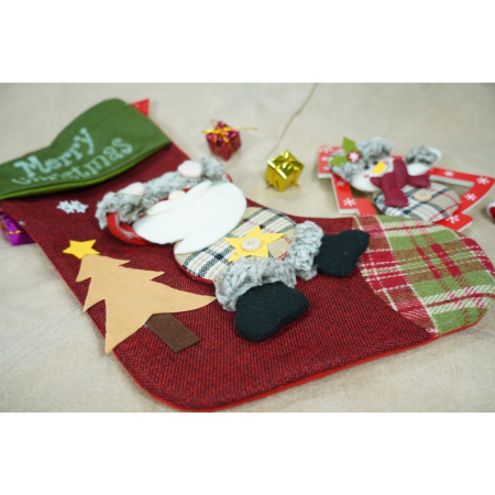 Ciorap Cadouri,Flippy, cu model Mos Craciun, rosu, marimea 20x40 cm, textil, interior [2]