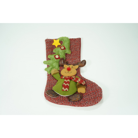 Ciorap Cadouri, Flippy, cu model ren, rosu, marimea 20x45 cm, textil, interior [3]