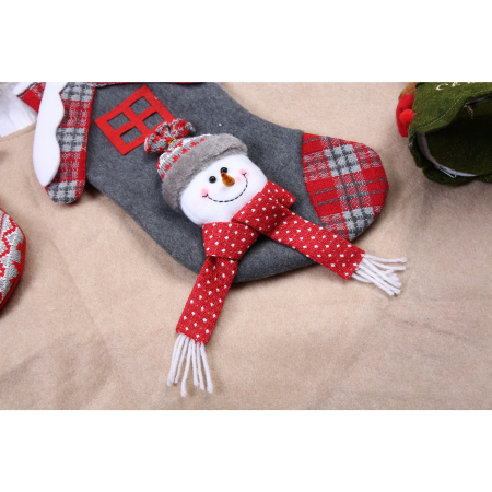 Ciorap Cadouri, model casa, culoare gri, imprimeu om de zapada, marimea 15x30 cm, Flippy [1]