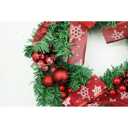 Coronita de Craciun pentru usa, Rosu/Verde, 35 cm, PVC, Artificiala, Decorata, Interior/Exterior, Flippy [6]