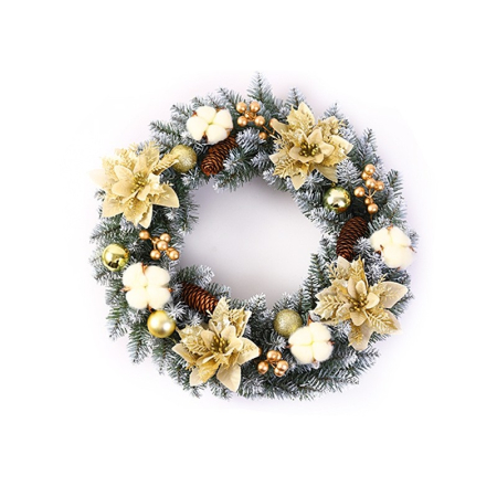Decoratiuni Craciun - Coronita pentru Craciun Flippy, 50 cm, din brad artificial, decorata cu conuri, globulete, flori, Multicolor