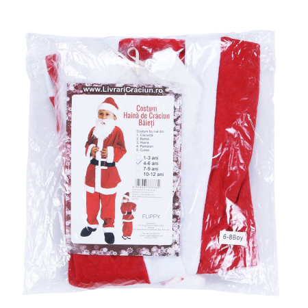 Costum Mos Craciun Flippy® Baiat, 4-6 ani, 5 piese, Polar [2]