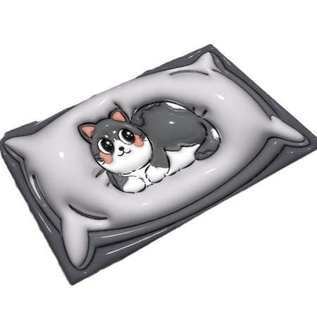 Articole pentru baie - Covor de Baie , 3D, din Spuma, Antialunecare, Absorbant, 40 x 60 cm, Model Pisica, Gri