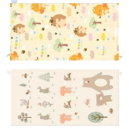 Covorase de joaca - Covoras de Joaca pentru Copii Termic cu 2 Fete, Flippy, Model Arici si Ursuleti, cu Spuma, Impermeabil, Antiderapant, 200cm x 180cm x 0.8cm