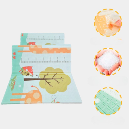 Covoras de Joaca pentru Copii Termic cu 2 Fete, Flippy, Model Girafe si Pinguini, cu Spuma, Impermeabil, Antiderapant, 200cm x 180cm x 1cm [1]