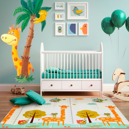 Covoras de Joaca pentru Copii Termic cu 2 Fete, Flippy, Model Girafe si Pinguini, cu Spuma, Impermeabil, Antiderapant, 200cm x 180cm x 1cm [6]