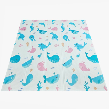Covoras de Joaca pentru Copii Termic cu 2 Fete, Flippy, Model Ursuleți si Delfini, cu Spuma, Impermeabil, Antiderapant, 200cm x 180cm x 1cm [1]
