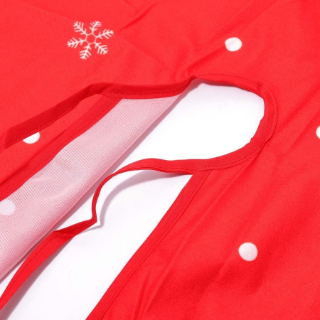 Covoras pentru Bradul de Craciun, Flippy, din Tesatura Pufoasa, cu Fundite de Prindere, Model Brazi, Rosu/Alb, Diametru 90 cm [1]