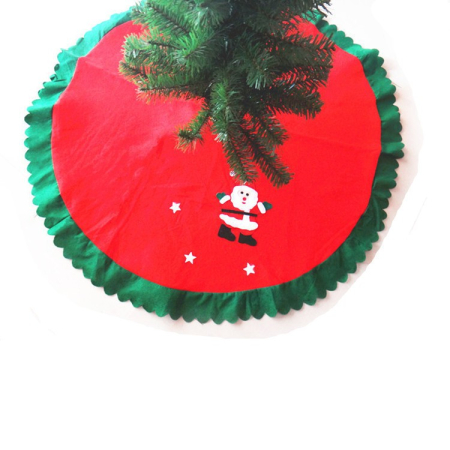 Covoras pentru Bradul de Craciun, Flippy, din Tesatura Pufoasa, cu Fundite de Prindere, Model Mos Craciun, Rosu/ Verde, Diametru 90 cm [4]