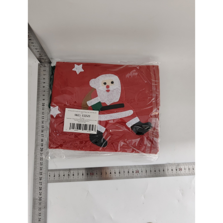 Craciun - Covoras pentru Bradul de Craciun, Flippy, din Tesatura Pufoasa, cu Fundite de Prindere, Model Mos Craciun, Rosu/ Verde, Diametru 90 cm