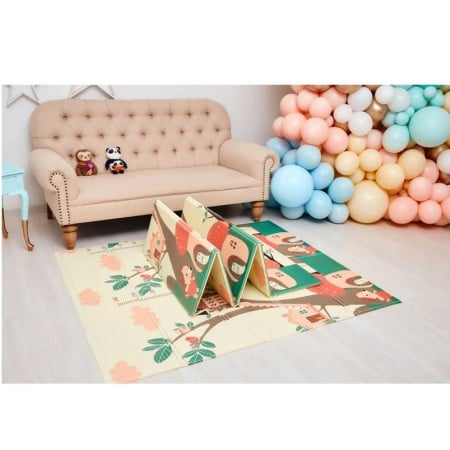 Covoras pentru Copii, Flippy, cu 2 Fete, Model Ursulet/Catelusi, din XPE+PE, Impermeabil, Antiderapant, Protectie Termica, +3 Luni, Pliabil, 150 x 200 x 1.5 cm, Multicolor [1]