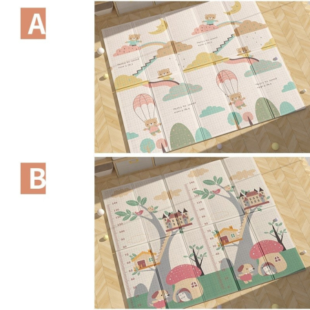 Covoras pentru Copii, Flippy, cu 2 Fete, Model Ursulet/Catelusi, din XPE+PE, Impermeabil, Antiderapant, Protectie Termica, +3 Luni, Pliabil, 180 x 200 x 1.5 cm, Multicolor [3]