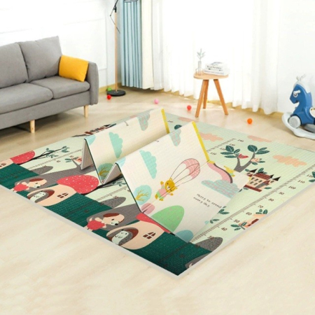 Covoras pentru Copii, Flippy, cu 2 Fete, Model Ursulet/Catelusi, din XPE+PE, Impermeabil, Antiderapant, Protectie Termica, +3 Luni, Pliabil, 180 x 200 x 1.5 cm, Multicolor [4]