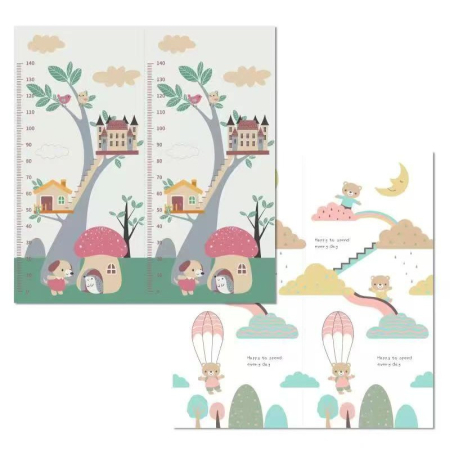Covorase de joaca - Covoras pentru Copii, Flippy, cu 2 Fete, Model Ursulet/Catelusi, din XPE+PE, Impermeabil, Antiderapant, Protectie Termica, +3 Luni, Pliabil, 180 x 200 x 1.5 cm, Multicolor