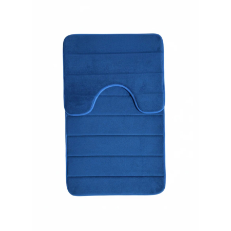 Articole pentru baie - Covorase de Baie, 80x50 cm / 50x40 cm, Albastru, Antiderapant, Absorbant, Set 2 bucati