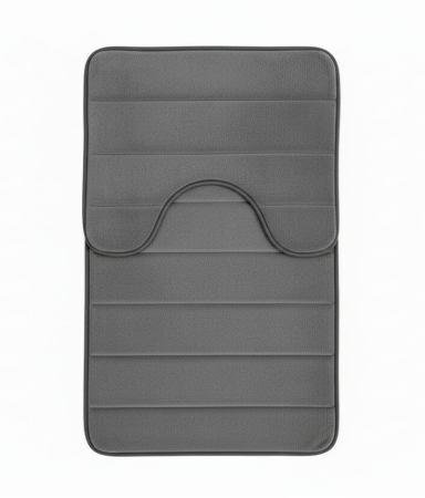 Articole pentru baie - Covorase de Baie, 80x50 cm / 50x40 cm, Gri, Antiderapant, Absorbant, Set 2 bucati