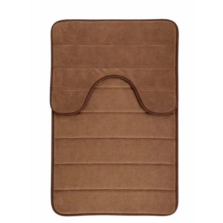 Articole pentru baie - Covorase de Baie, 80x50 cm / 50x40 cm, Maro, Antiderapant, Absorbant, Set 2 bucati