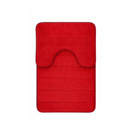 Articole pentru baie - Covorase de Baie, 80x50 cm / 50x40 cm, Rosu, Antiderapant, Absorbant, Set 2 bucati